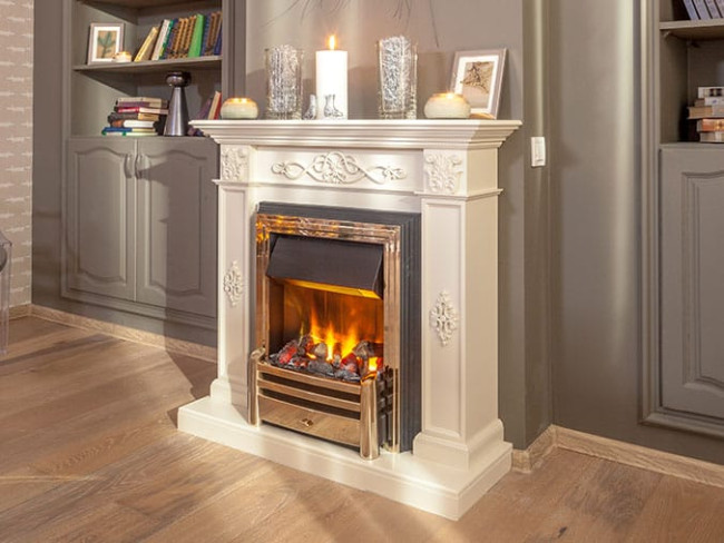 Каминокомплект Derby - Белый дуб с очагом Cavendish