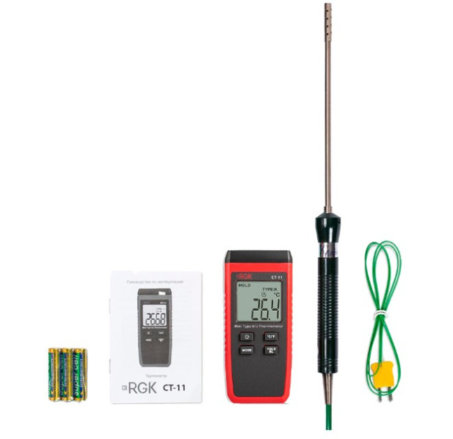 Термометр RGK CT-11 с зондом температуры воздуха TR-10A с поверкой