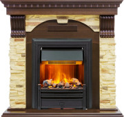 Каминокомплект Dublin угловой - Темный дуб / Сланец с очагом Brookline Black