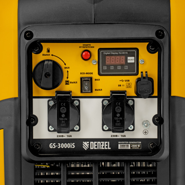 Генератор инверторный GS-3000iS, 3,0 кВт, 230 В, закрытый корпус, ручной старт Denzel