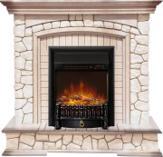Каминокомплект Preston - Белый/Слоновая кость с патиной с очагом Fobos FX M Black RC