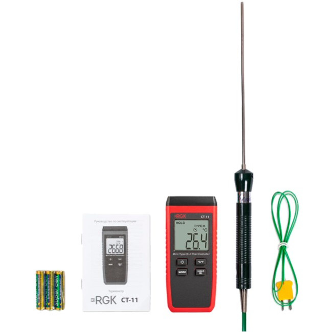 Термометр RGK CT-11 с погружным зондом температуры TR-10W с поверкой