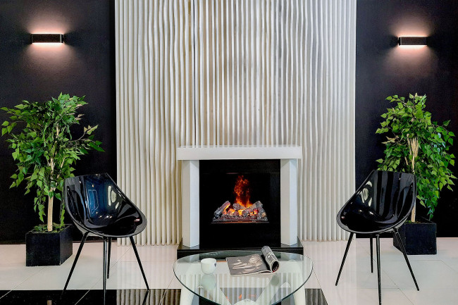 Каминокомплект Vancouver - Черный лак с очагом Cassette 400 LNH-INT PS (без дров)