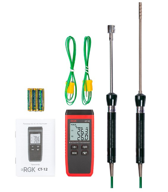 Термометр RGK CT-12 с зондом температуры воздуха TR-10A и поверхностным зондом TR-10S