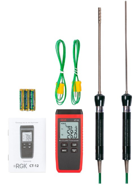 Термометр RGK CT-12 с зондом температуры воздуха TR-10A и погружным зондом температуры TR-10W