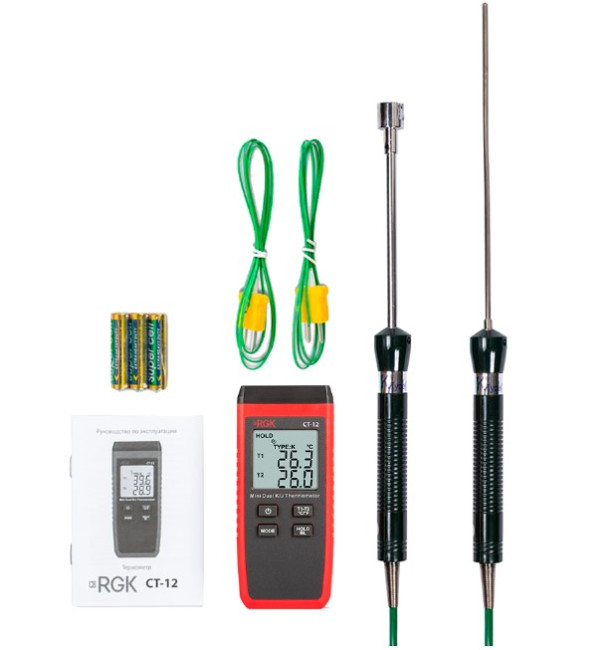 Термометр RGK CT-12 с погружным зондом температуры TR-10W и поверхностным зондом TR-10S Термометр RGK CT-12 с погружным зондом температуры TR-10W и поверхностным зондом TR-10S