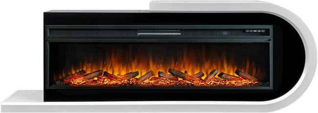 Каминокомплект Basel 60 R - Белый с черным с очагом Vision 60 LOG LED
