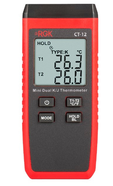Термометр RGK CT-12 с зондом температуры воздуха TR-10A, поверхностным зондом TR-10S и погружным зондом температуры TR-10W с поверкой