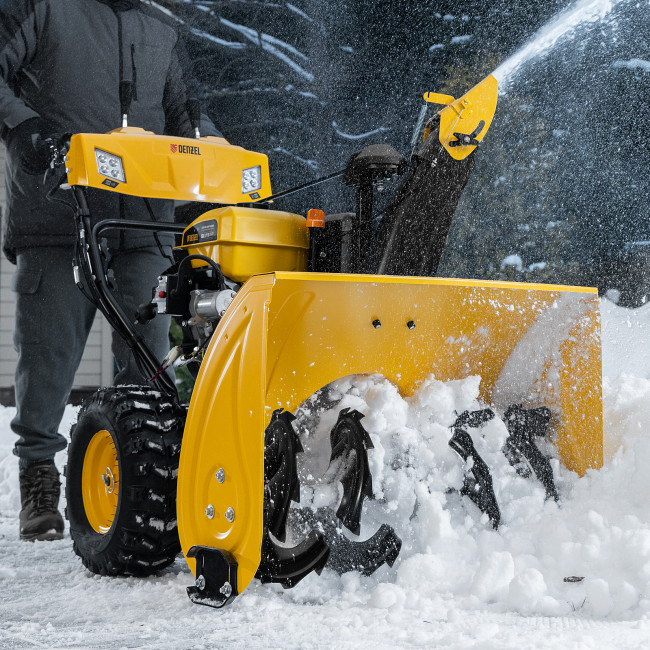 Бензиновая снегоуборочная машина SBL 711D PRO, 302cc, эл.старт, фара, обогрев, блок. дифф. Denzel
