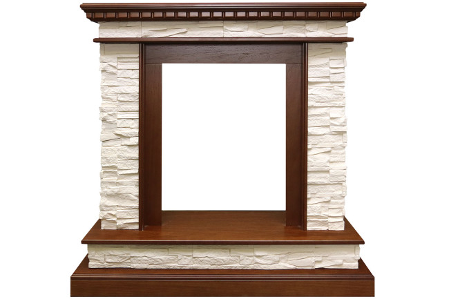 Каминокомплект Calgary - Дуб / Сланец бежевый с очагом Fobos FX Black