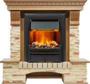 Каминокомплект Pierre Luxe - Дуб / Сланец с очагом Brookline Black