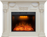 Каминокомплект London - Слоновая кость с патиной (26) с очагом Emerald 28