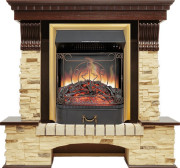 Каминокомплект Pierre Luxe - Темный дуб / Сланец с очагом Majestic FX Brass