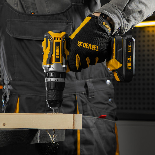 Дрель-шуруповерт аккумуляторная ударная бесщет CIDB-18-02, Li-Ion, 18 В Denzel