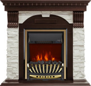 Каминокомплект Dublin угловой - Темный дуб / Сланец белый с очагом Aspen Gold