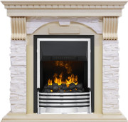 Каминокомплект Dublin - Слоновая кость с патиной / Сланец крем с очагом Flagstaff