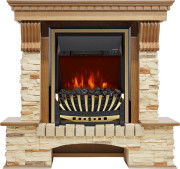 Каминокомплект Pierre Luxe - Дуб / Сланец с очагом Aspen Gold