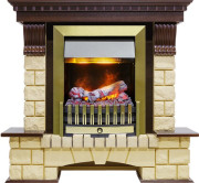 Каминокомплект Pierre Luxe - Темный дуб / Шампань (Высота 1050мм) с очагом Danville Antique Brass FB2