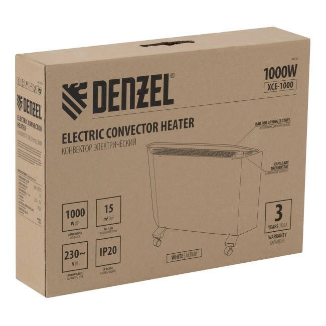 Конвектор электрический XCE-1000, 230 В, 1000 Вт, X-образный нагреватель Denzel