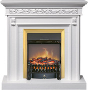 Каминокомплект Valletta - Белый (Ширина 1040 мм) с очагом Fobos FX M Brass Каминокомплект Valletta - Белый (Ширина 1040 мм) с очагом Fobos FX M Brass